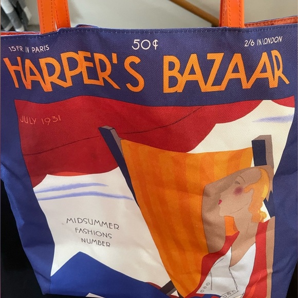 Bold Blue & Orange Harper’s Bazar Retro Magazine Cover Tote Bag by Estée Lauder - Picture 3 of 11